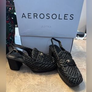 Aerosoles Santiago Raffia Black
Tweed Slingback Size 6